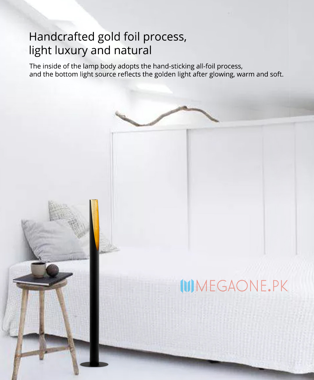 The inside of the lamp body adopts the hand-sticking all-foil process, and the bottom light source reflects the golden light after glowing, warm and soft.
