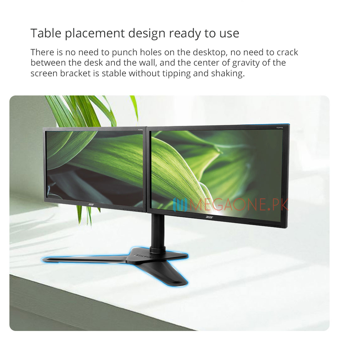There is no need to punch holes on the desktop, no need to crack between the desk and the wall, and the center of gravity of the screen bracket is stable without tipping and shaking.